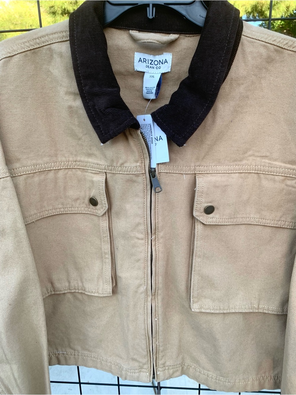 NWT Arizona Jean Co. Tan Canvas Jacket with Contrast Collar - Picture 4 of 8